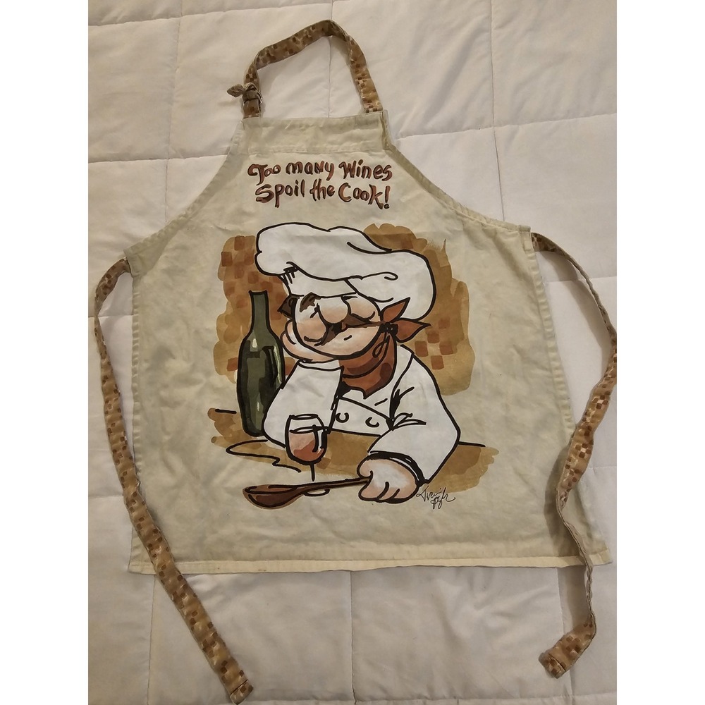 Funny Wine Apron "Too‎ Many Wines Spoil the Cook" Adult Cotton Kitchen Apron